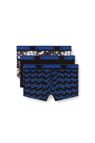 Diesel Three-pack Cloudy-print Boxer Briefs In Multicolor