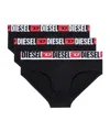 Diesel Three-pack Logo-print Briefs In Black