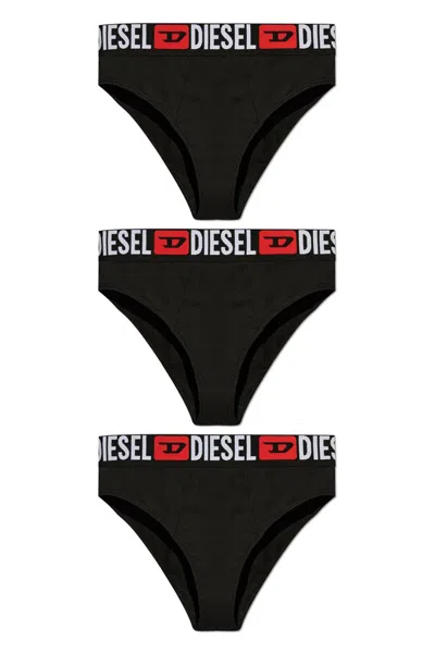 Diesel Ufst-stars Thongs (pack Of Three) In Black