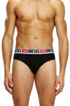 Diesel Three-pack Of Solid-colour Briefs In Black