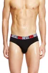 Diesel Three-pack Of Solid-colour Briefs In Black