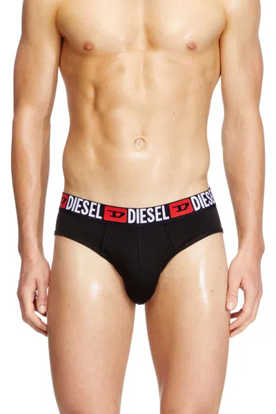 Diesel Three-pack Of Solid-colour Briefs In Black