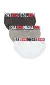 Diesel Three-pack Of Solid Colour Briefs In White