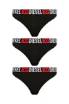 Diesel Ufst-stars Thongs (pack Of Three) In Black
