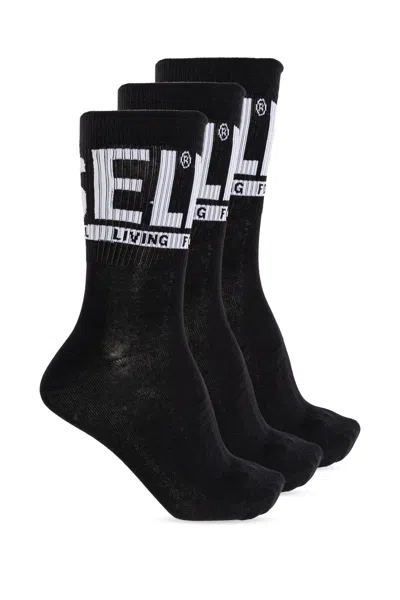 Diesel Three-pack Socks Skm-ray-threepack In Black