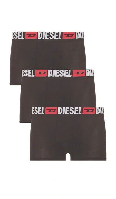 Diesel Three-pack All Over Logo Waist Boxers In Black
