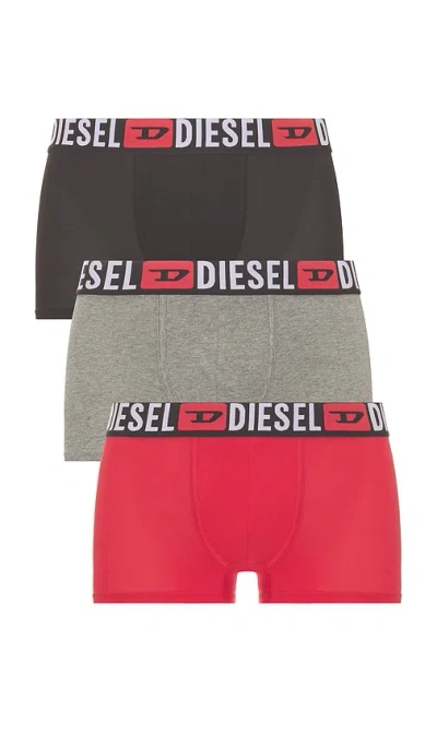 Diesel Three-pack All Over Logo Waist Boxers In Purple
