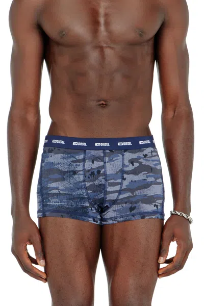 Diesel Three-pack Of Boxer Briefs Plain And Camo In Blue