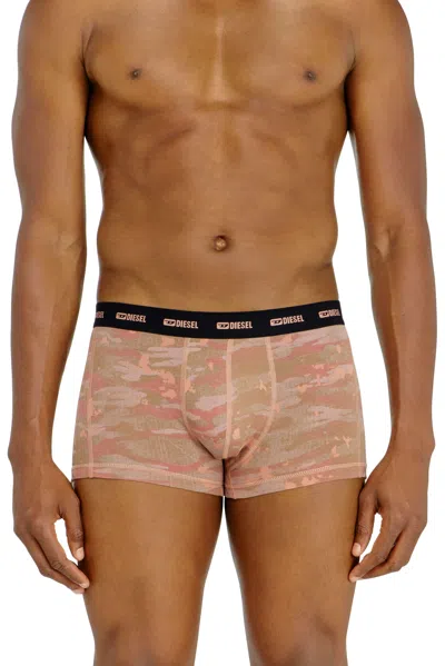 Diesel Logo-waistband Camouflage-print Boxer Briefs In Brown