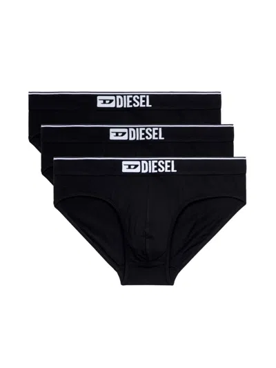 Diesel Three-pack Of Stretch Cotton Briefs In Black