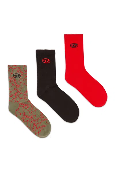 Diesel Three-pack Socks With Logo Detail In Multi