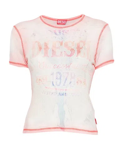 Diesel T-iana T-shirt Woman Pink In Animal Print