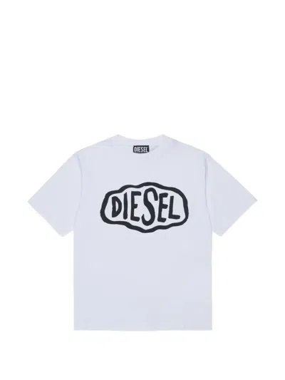 Diesel Kids' Ticlop Logo-detail T-shirt In White