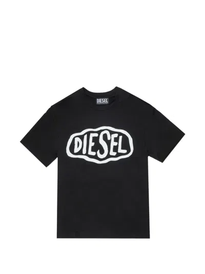 Diesel Kids' Ticlop Logo T-shirt In Black