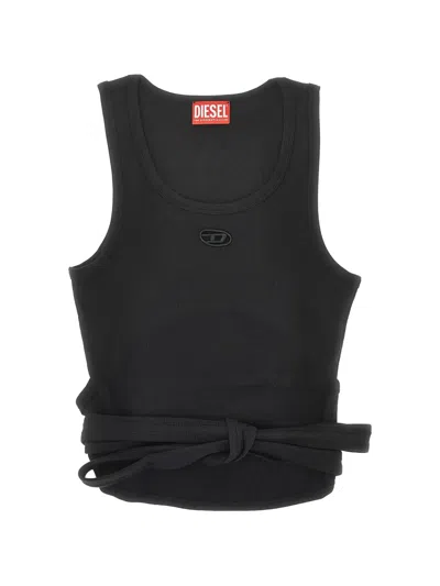 Diesel Tie-detail Tank Top In Black