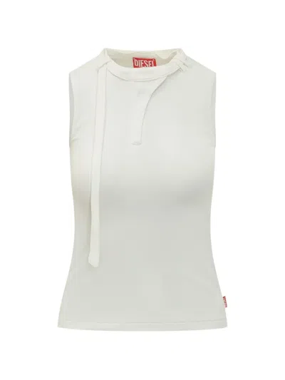 Diesel T-iara Sleeveless Ribbed Cotton Top In Multi