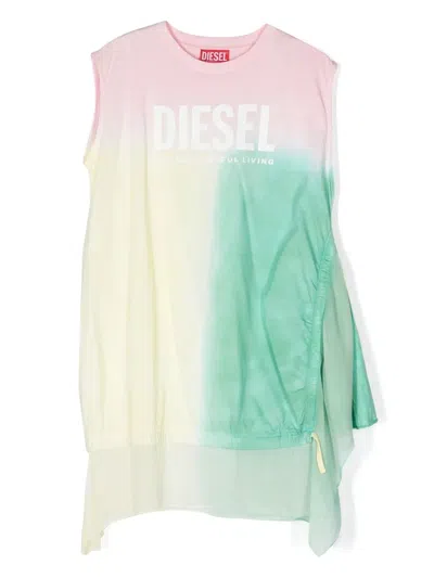 Diesel Kids' Tie-dye Print T-shirt In Green