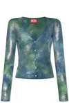 Diesel Tie-dye V-neck Cardigan In Green