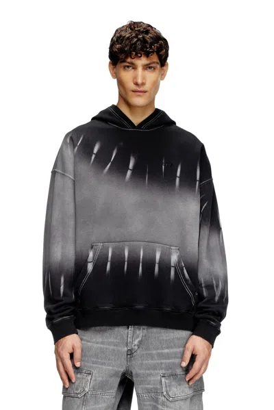 Diesel Tie-dyed Hoodie With Logo Print In Grey
