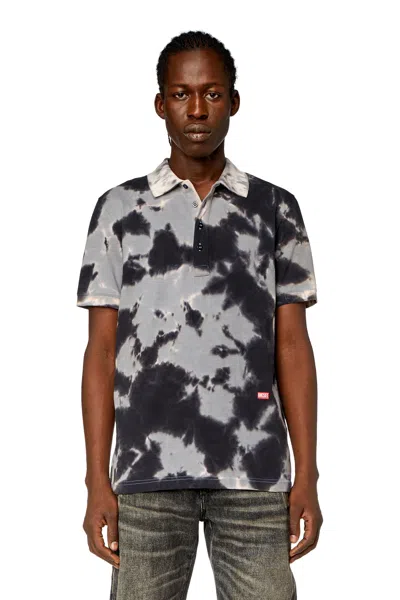 Diesel Tie-dyed Jersey Polo Shirt In Black