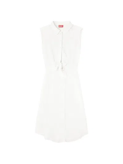 Diesel Tie Front Shirt Dress In White