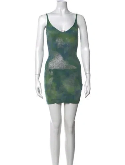 Pre-owned Diesel Tie-dye Print Mini Dress In Green