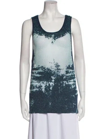 Pre-owned Diesel Tie-dye Print Scoop Neck Top W/ Tags In Blue