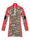Diesel Ribbed Texture Camouflage Pattern Long Sleeves Dress In Multi