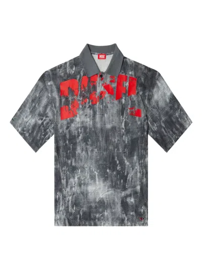Diesel Timothee Logo-print Polo Shirt In Gray