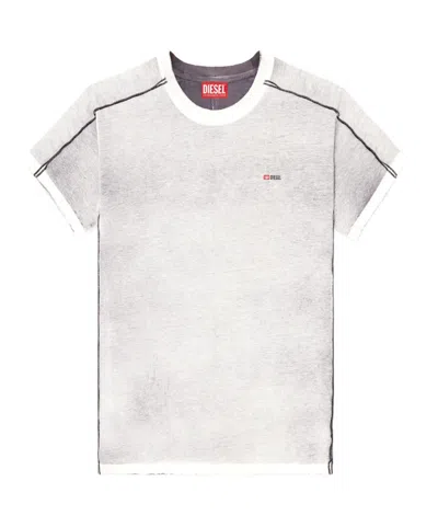 Diesel T-imy Logo-embroidered T-shirt In Gray