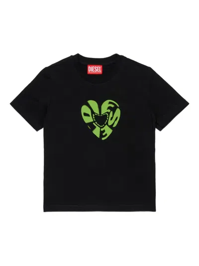 Diesel Tiprid Heart-print T-shirt In Black