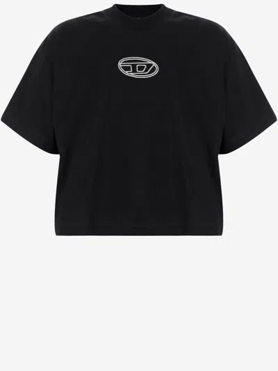 Diesel Kids' Tixan Cotton T-shirt With Logo In Black