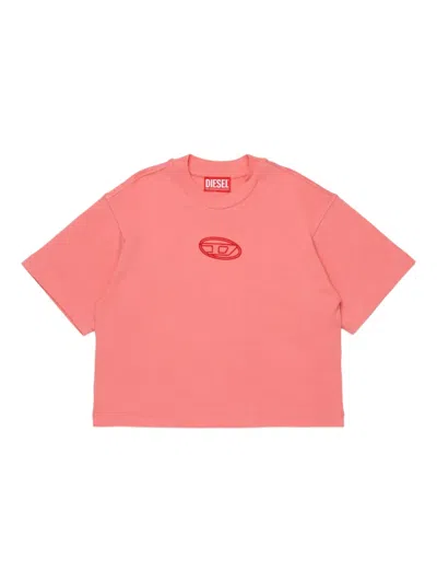 Diesel Kids' Tixan Oval-logo T-shirt In Pink