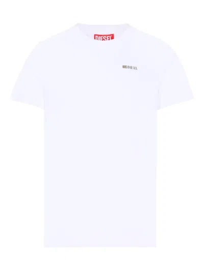 Diesel Kids' Tjustr7 Short-sleeve Logo T-shirt In White