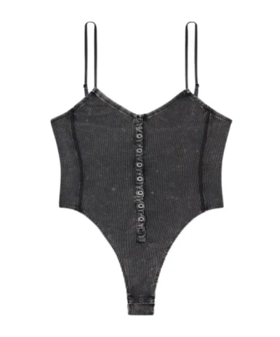 Diesel T-ley Ribbed Bodysuit In Black