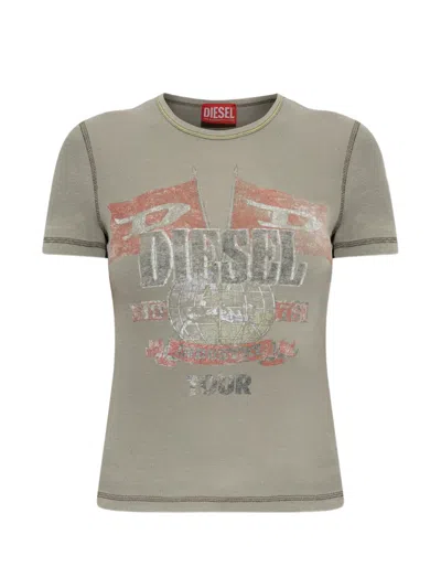 Diesel T-marsy-rib Logo-print T-shirt In Green