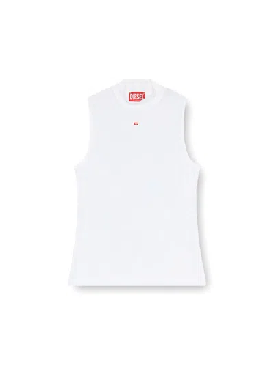 Diesel T-mokky-ls-microdiv Stretch Viscose Tank Top In White