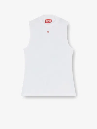 Diesel T-mokky-ls-microdiv Stretch Viscose Tank Top In White