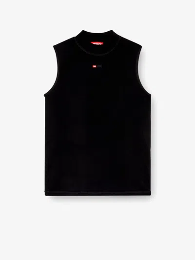 Diesel T-mokky-sl-microdiv Tank Top In Stretch Viscose In Black