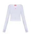 Diesel Top A Maniche Lunghe Con Patch D Ricamata In White
