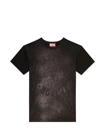 Diesel T-norm-aa2 Foil-print T-shirt In Black