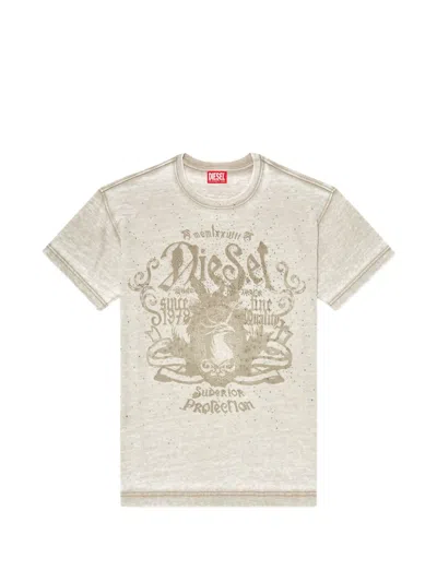 Diesel T-norm-aa8 Embellished T-shirt In Gray
