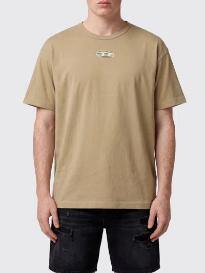Diesel T-shirt Men Color Beige In Brown