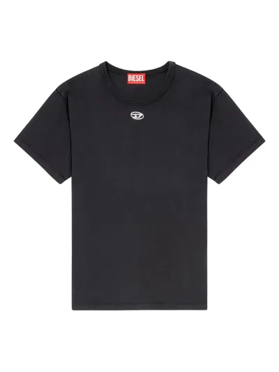 Diesel T-normy-od-s1 Metallic Oval D T-shirt In Burgundy