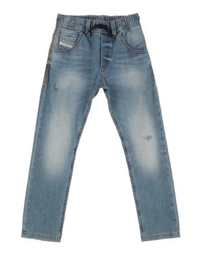Diesel Kids' Drawstring Waistband Straight Leg Jeans In Blue