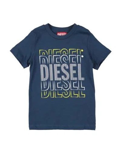 Diesel Babies'  Toddler Boy T-shirt Slate Blue Size 6 Cotton