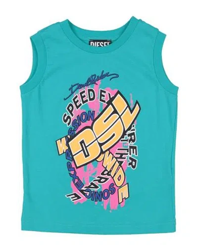 Diesel Babies'  Toddler Boy T-shirt Turquoise Size 4 Cotton In Blue
