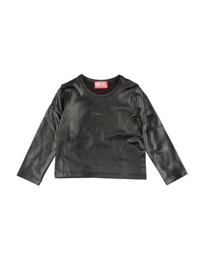 Diesel Babies'  Toddler Girl T-shirt Black Size 4 Viscose, Elastane, Polyurethane Coated