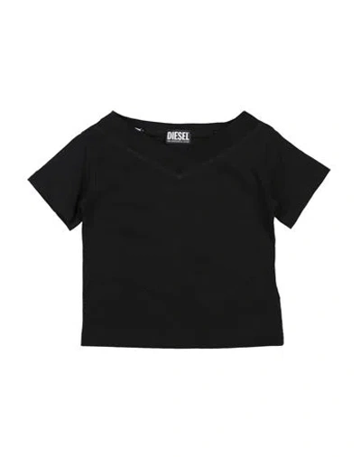 Diesel Babies'  Toddler Girl T-shirt Black Size 4 Cotton, Nylon, Polyester, Elastane