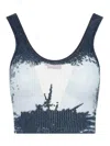 Diesel Cropped Ribbed Tank Top In Blue